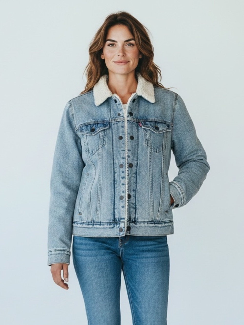 Levi's Women's Light Wash Denim Sherpa Jacket